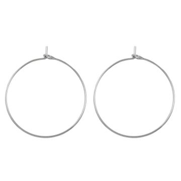 Stainless Steel Hoop Earrings (25 x 0.7 mm) Antique Silver (25 pcs)