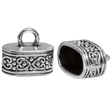 End Caps (inside size 13 x 7 mm) Antique Silver (5 pcs)