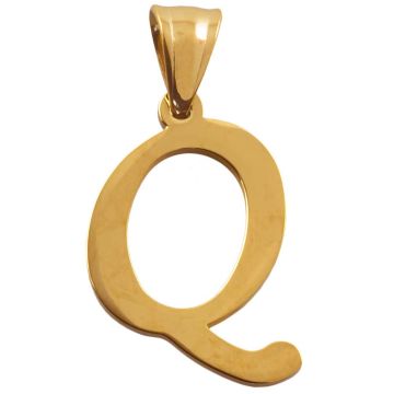 Stainless Steel Letter Pendant Q (37 x 23 x 2 mm) Gold (1 pc)