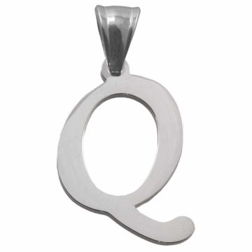 Stainless Steel Letter Pendant Q (37 x 23 x 2 mm) Antique Silver (1 pcs)