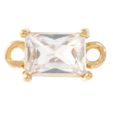 Glas Jewelry Connector (12 x 6 x 4.5 mm) Clear Crystal-Gold (2 pcs)