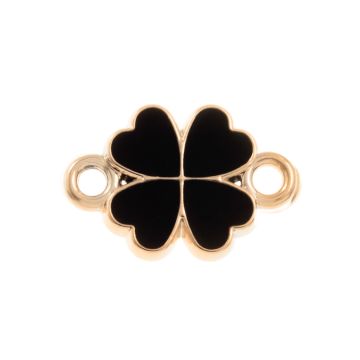 CCB Acrylic Jewelry Connector Enamel Clover (22 x 14.5 x 3 mm) Black-Gold (5 pcs)