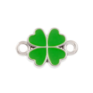 CCB Acrylic Jewelry Connector Enamel Clover (22 x 14.5 x 3 mm) Green-Altsilber (5 pcs)
