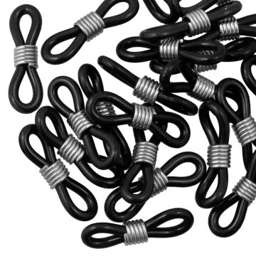 Eyeglass Holders (19 x 4 mm) Black - Antique Silver (25 pcs)