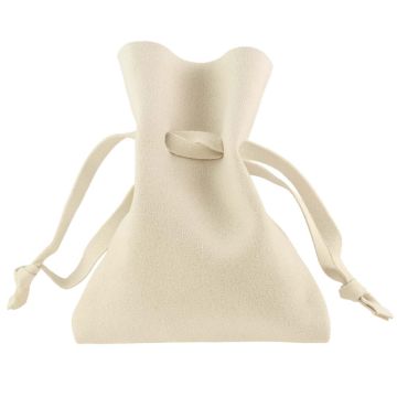 Faux Suede Bags (10 x 8 cm) Beige (5 pcs)