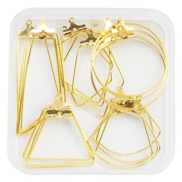 Jewelry Making Kit -Earring Frames (various shapes) Gold (20 pcs)
