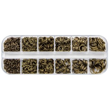 Variety Pack - Jump Rings (4 - 10 x 0.7 - 0.8 mm) Bronze (1000 pcs)