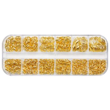 Variety Pack - Jump Rings (4 - 10 x 0.6 - 1 mm) Gold (1000 pcs)