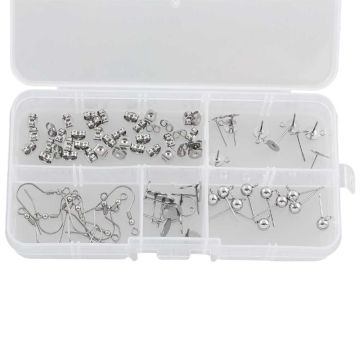 Jewelry Making Kit - Stainless Steel Stud Earrings (5 different types) Antique Silver