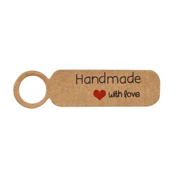 Jewelry Hang Tags - Handmade with Love (5 x 1.2 cm) Brown (5 pcs)