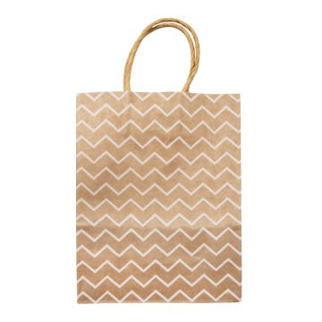 Gift Bags Kraft Paper Waves (15 x 21 x 8 cm) Brown-White (1 pcs)