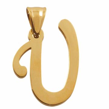 Stainless Steel Letter Pendant U (31 x 20 x 2 mm) Gold (1 pc)