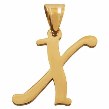 Stainless Steel Letter Pendant X (35 x 19 x 2 mm) Gold (1 pc)