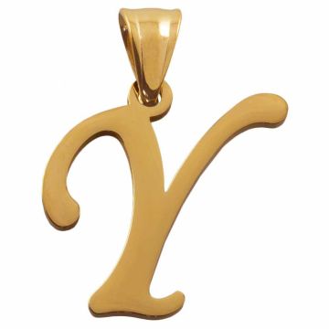 Stainless Steel Letter Pendant Y (33 x 25 x 2 mm) Gold (1 pc)