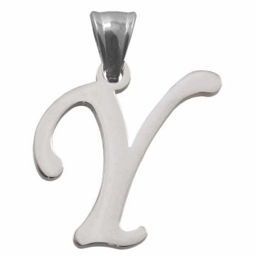 Stainless Steel Letter Pendant Y (33 x 25 x 2 mm) Antique Silver (1 pcs)