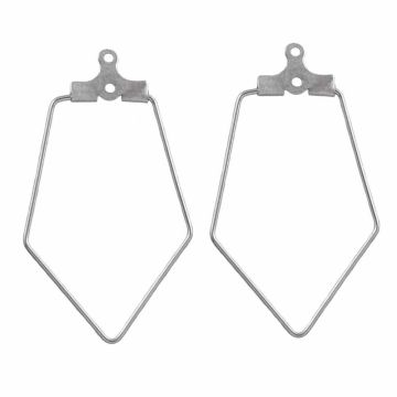 Stainless Steel Earring Frames (35 x 22 mm) Antique Silver (6 pcs)