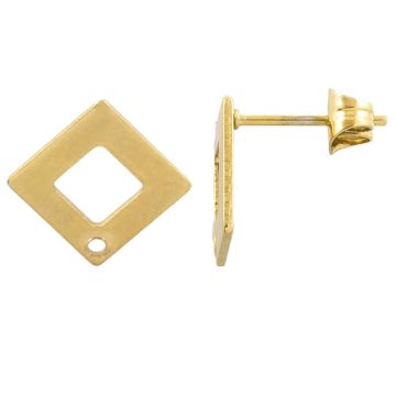 Stainless Steel Stud Earrings (9.5 x 9.5 mm) Gold (4 pcs)