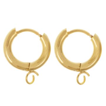 Stainless Steel Huggie Earrings (16 x 13 mm) Gold (4 pcs)