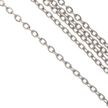 Stainless Steel Link Chain (2 x 1.5 x 0.4 mm) Antique Silver (10 meters)