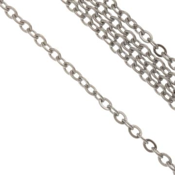 Stainless Steel Link Chain (4 x 3 x 0.6 mm) Antique Silver (10 meters)