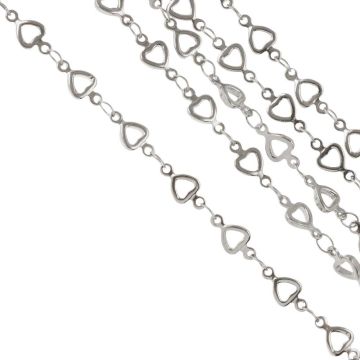 Stainless Steel Link Chain Hearts (10 x 5 mm) Antique Silver (1 meter)