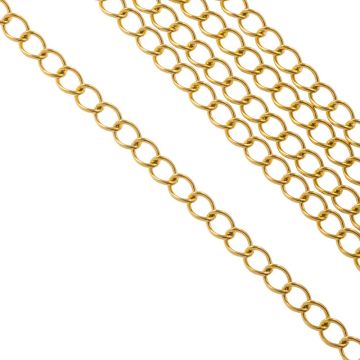 Stainless Steel Link Chain (3.5 x 2.5 x 0.5 mm) Gold (20 meters)