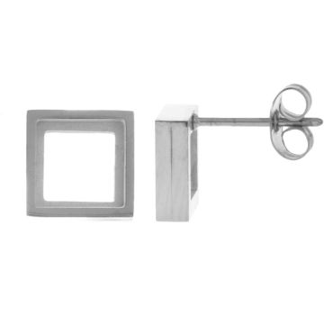 Stainless Steel Stud Earrings with Setting (9 x 3 mm) Antique Silver (2 pcs)