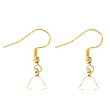 Stainless Steel Earring Hooks with Bail (27 x 20 mm) Gold (4 pcs)