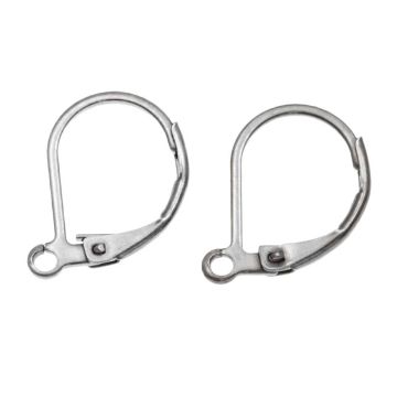 Stainless Steel Leverback Earrings (15 x 10 mm) Antique Silver (4 pcs)