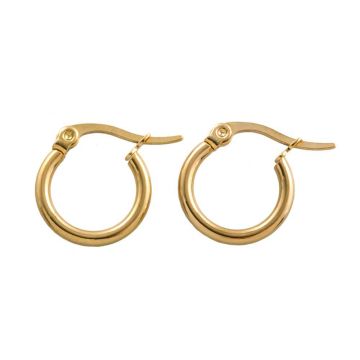 Stainless Steel Hoop Earrings (15 x 2 mm) Gold (2 pcs)
