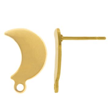 Stainless Steel Stud Earrings Moon (10 x 8 mm) Gold (4 pcs)