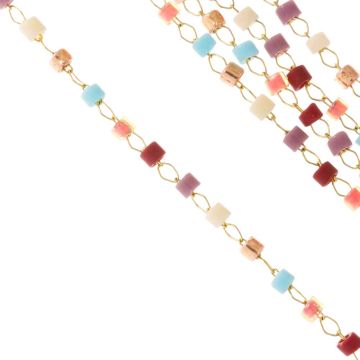 Stainless Steel Seed Beads Link Chain (4 mm) Gold (1 meter)