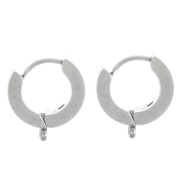 Stainless Steel Huggie Earrings (12 x 11 mm) Antique Silver (4 pcs)