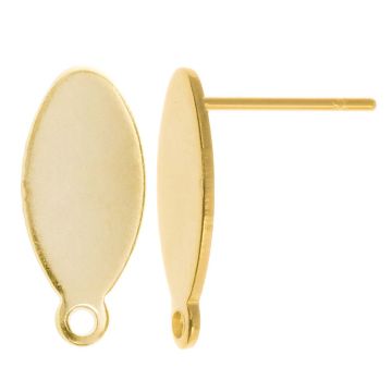 Stainless Steel Stud Earrings Oval (15 x 7 mm) Gold (4 pcs)