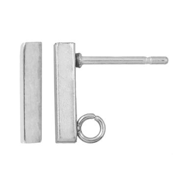 Stainless Steel Stud Earrings Bar (10 x 2 mm) Antique Silver (4 pcs)