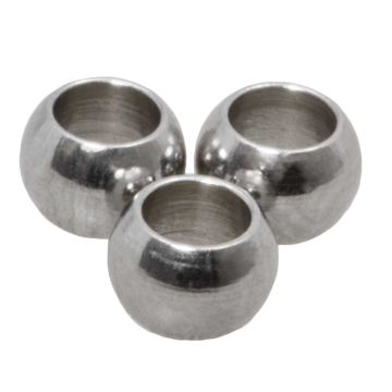 Stainless Steel Beads Large Hole (6 x 4.5 mm) Antique Silver (25 pcs)