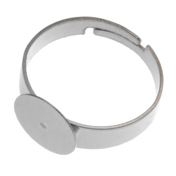 Stainless Steel Adjustable Ring (Tray 10 mm) Silver (5 pcs)