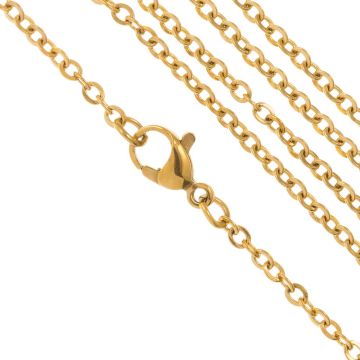 Stainless Steel Necklace Small Links (2 x 2 x 0.4 mm / 45 cm) Gold (1 pcs)
