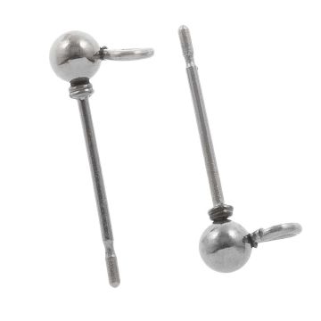 Stainless Steel Stud Earrings (16 x 7 mm) Antique Silver (10 pcs)