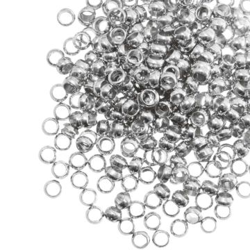 Stainless Steel Crimp Beads (inner size 0.8 mm) Antique Silver (100 pcs)