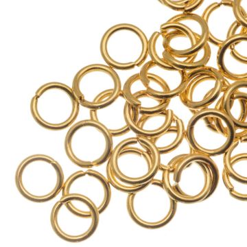 Stainless Steel Jump Rings (6 x 0.7 mm) 18K Gold Plated (25 pcs)