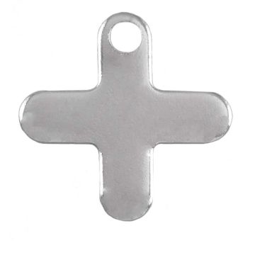 Stainless Steel Charm Cross  (12 x 12 x 0.8 mm) Antique Silver (50 pcs)