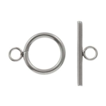 Stainless Steel Toggle Clasp (23 x 18 x 2.5 mm) Antique Silver (5 pcs)