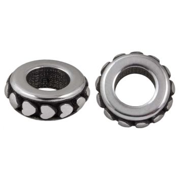 Stainless Steel Beads Large Hole (10 x 3.5 mm) Antique Silver (1 pcs)