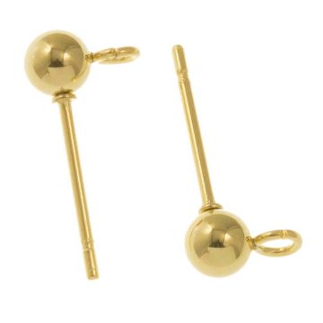 Stainless Steel Stud Earrings (15 x 7 mm) Gold (10 pcs)