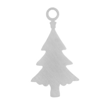 Stainless Steel Charm Christmas Tree (18 x 10 x 1 mm) Antique Silver (5 pcs)