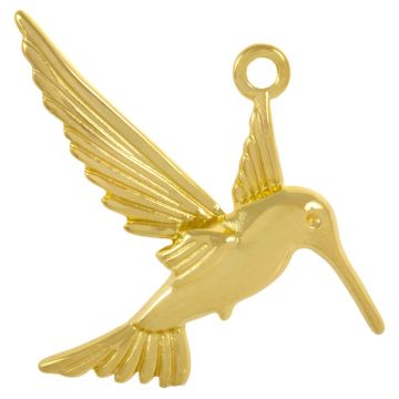 Stainless Steel Charm Hummingbird (32.5 x 22.5 x 3.5 mm) Gold (2 pcs)