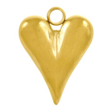 Stainless Steel Charm Heart (15 x 12 x 3.5 mm) Gold (2 pcs)