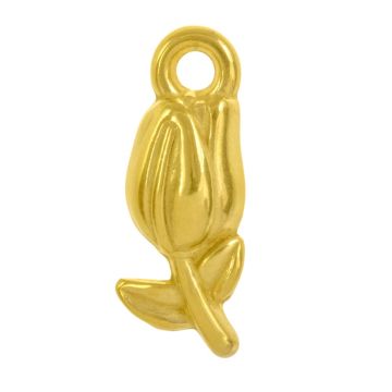 Stainless Steel Charm Tulip (19.5 x 7.5 x 6 mm) Gold (2 pcs)