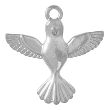 Stainless Steel Charm Bird (17 x 16.5 x 2 mm) Antique Silver (2 pcs)